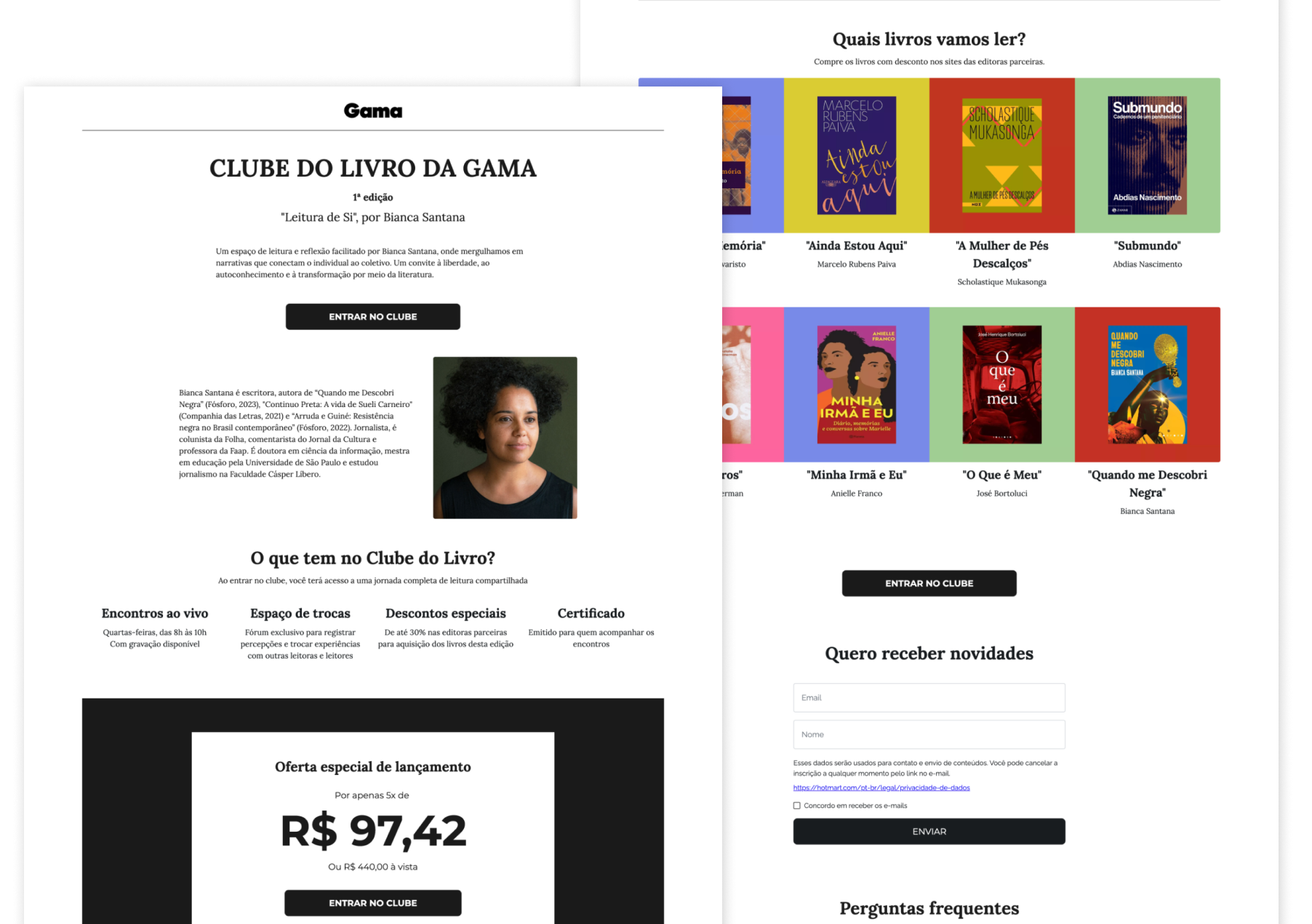 landing page do clube do livro